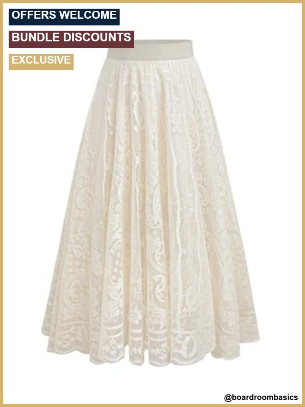 Women's Plus Size Lace A-Line Skirt | High Waist Flowy Maxi